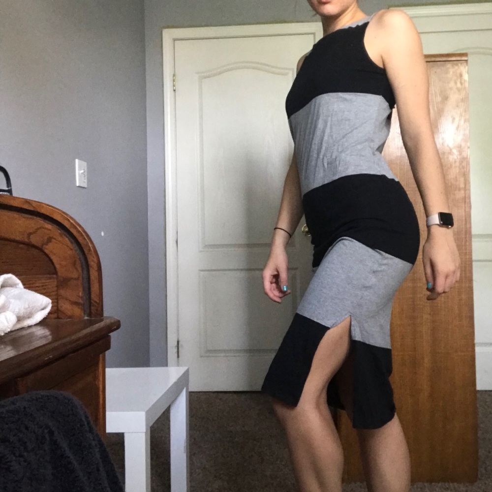 striped tight midi kersh dress with tags